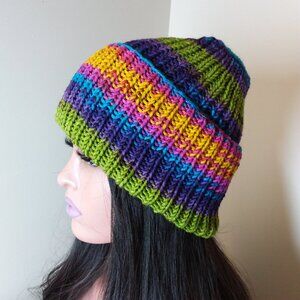 Handmade unisex soft multicolored hat balaclava B005